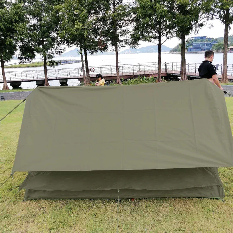 Cheap Goat Tents Outdoor Camping Retro Tent 2 Person Self Driving Camping Protection against Heavy Rain Cabin Type A  Shaped Tent Oxford Cloth   